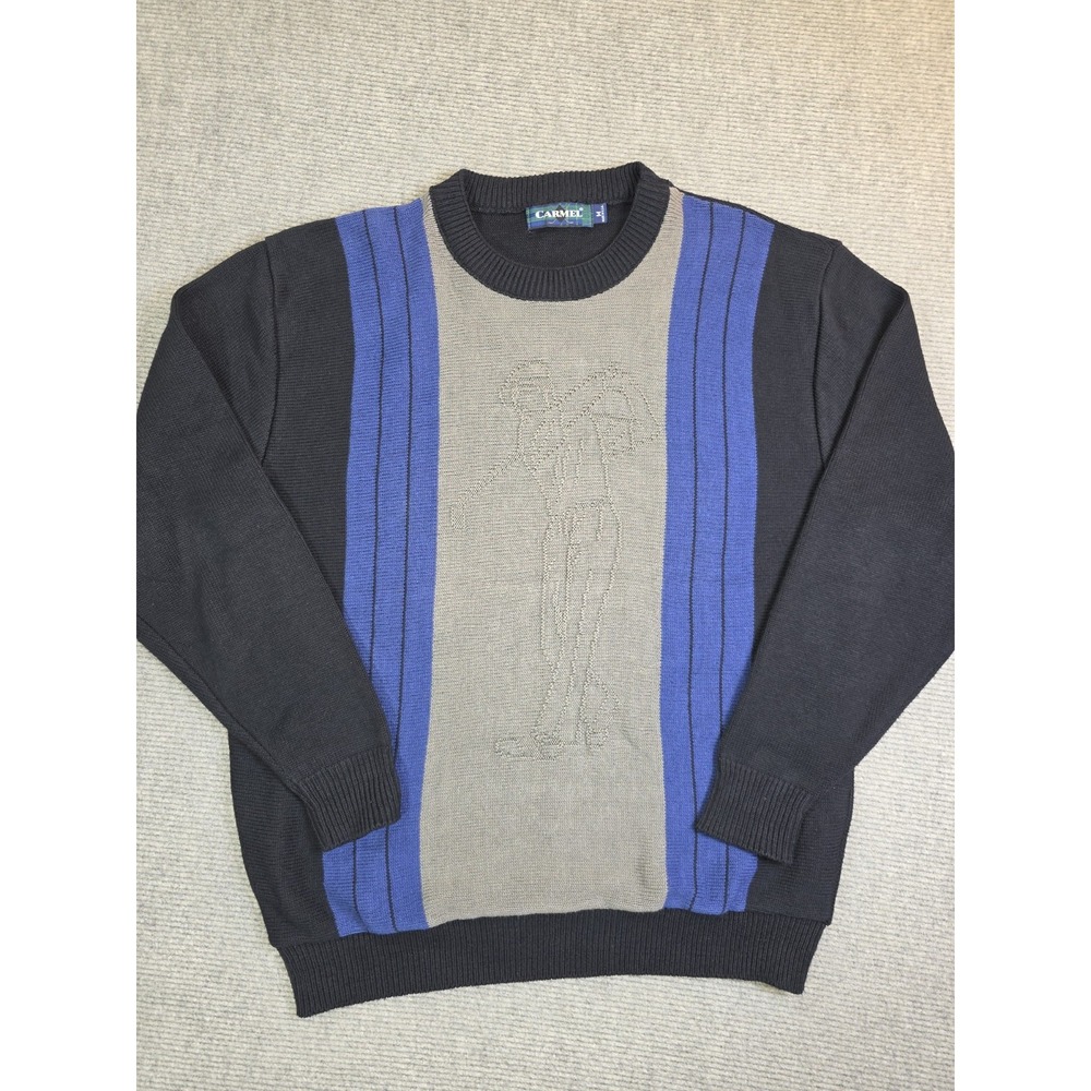 Vintage Carmel Golf 3D Golfer Embroidered Knit Pullover Sweater Mens Size M